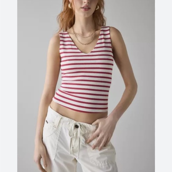 Reformation Tops - Reformation Striped Red and White Tank Top